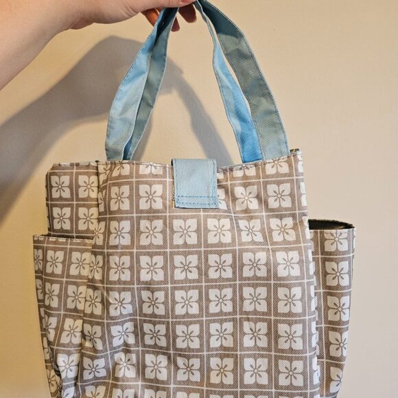 Cute Grey/Blue Floral Pattern Insulated Lunch Bag - NEW - Picture 7 of 7